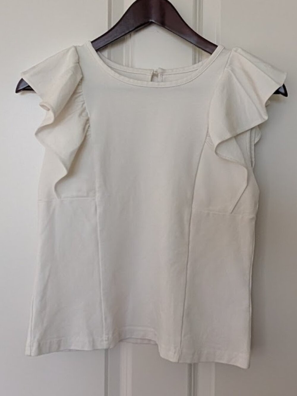 Redyazel Feminine White Sleeveless Ruffle Blouse – Japan Brand, Size F